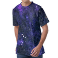 Dark Purple Galaxy Outer Space Print Men's Velvet T-Shirt
