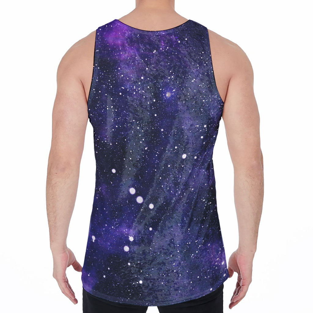 Dark Purple Galaxy Outer Space Print Men's Velvet Tank Top