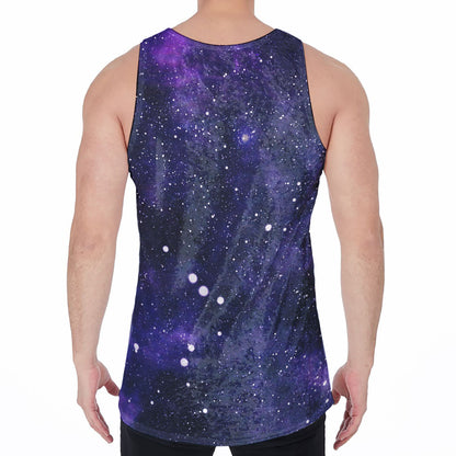 Dark Purple Galaxy Outer Space Print Men's Velvet Tank Top