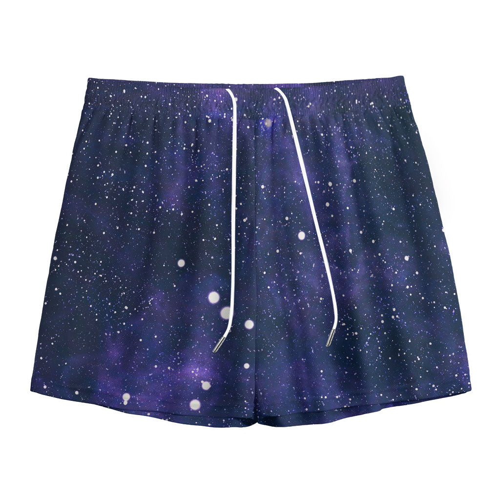 Dark Purple Galaxy Outer Space Print Mesh Shorts