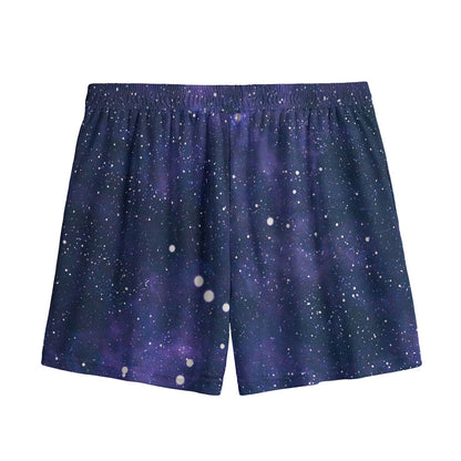 Dark Purple Galaxy Outer Space Print Mesh Shorts