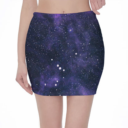 Dark Purple Galaxy Outer Space Print Pencil Mini Skirt
