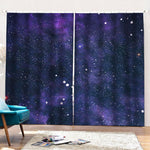 Dark Purple Galaxy Outer Space Print Pencil Pleat Curtains