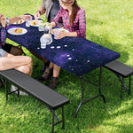 Dark Purple Galaxy Outer Space Print Picnic Table Cover
