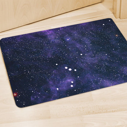 Dark Purple Galaxy Outer Space Print Polyester Doormat