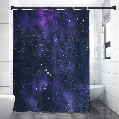 Dark Purple Galaxy Outer Space Print Premium Shower Curtain