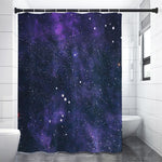 Dark Purple Galaxy Outer Space Print Premium Shower Curtain