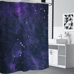 Dark Purple Galaxy Outer Space Print Premium Shower Curtain