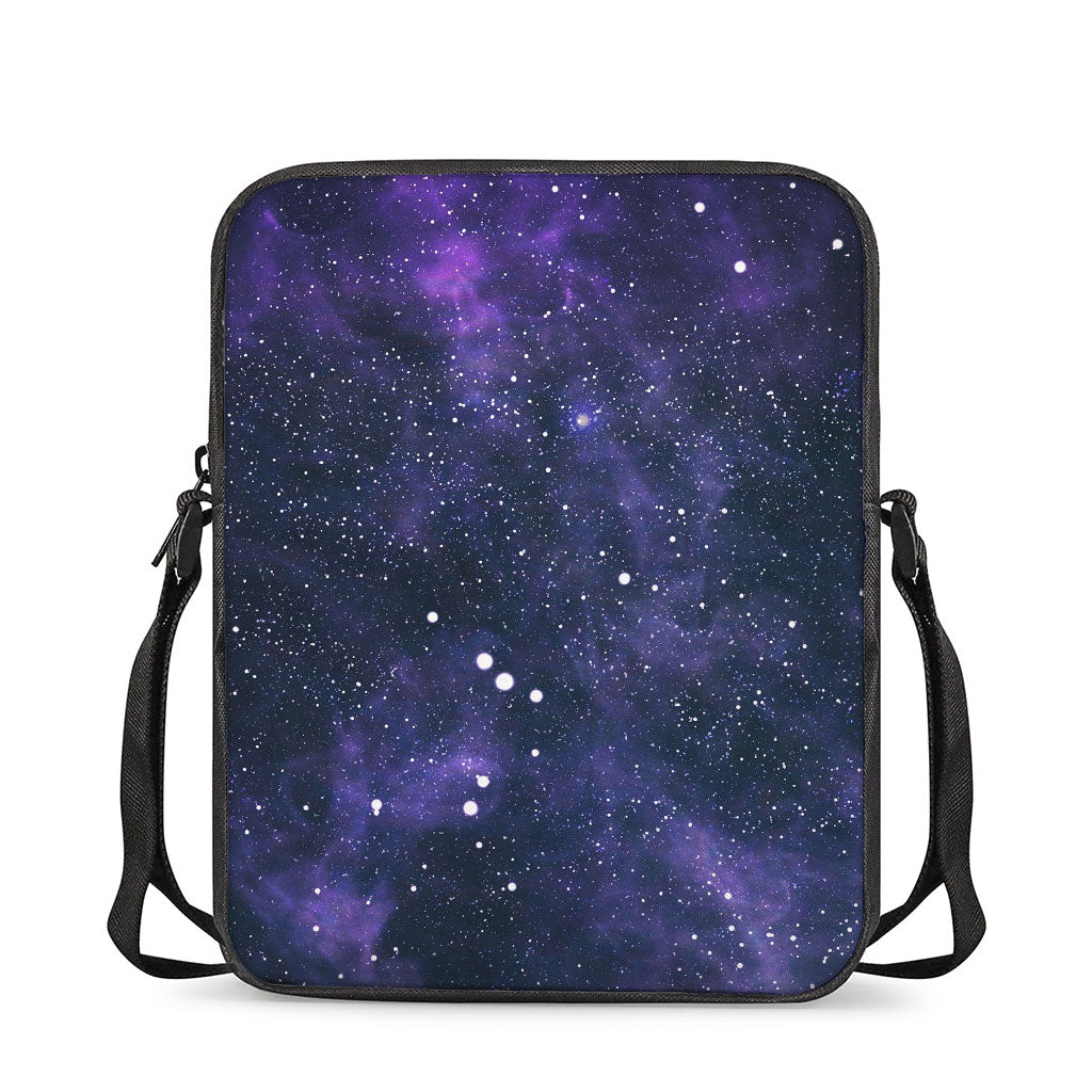 Dark Purple Galaxy Outer Space Print Rectangular Crossbody Bag
