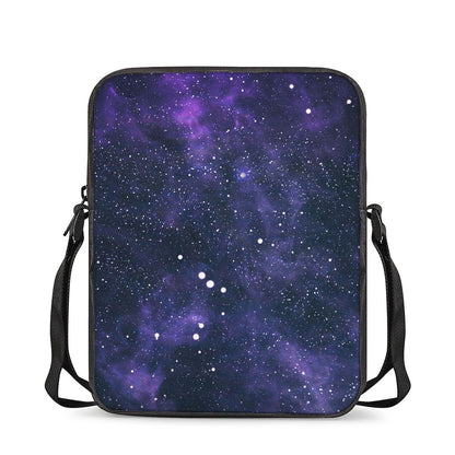 Dark Purple Galaxy Outer Space Print Rectangular Crossbody Bag
