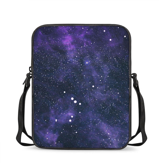 Dark Purple Galaxy Outer Space Print Rectangular Crossbody Bag
