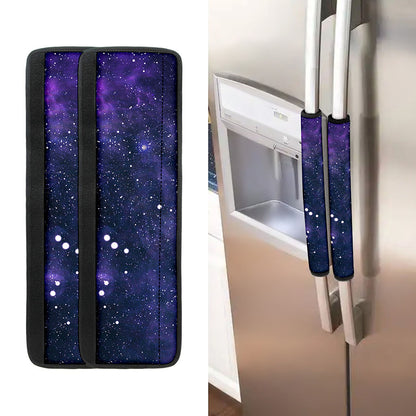 Dark Purple Galaxy Outer Space Print Refrigerator Handle Covers