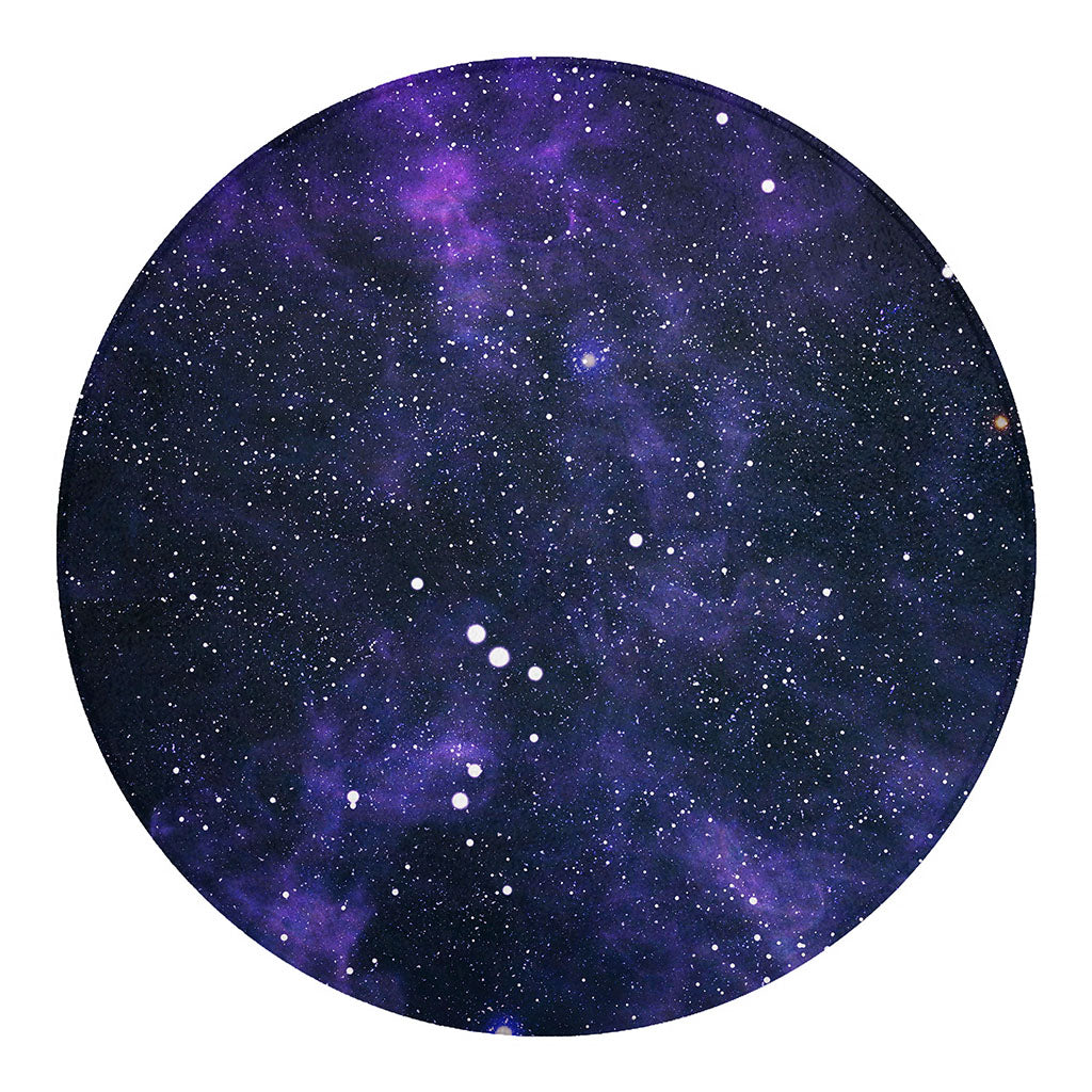Dark Purple Galaxy Outer Space Print Round Blanket