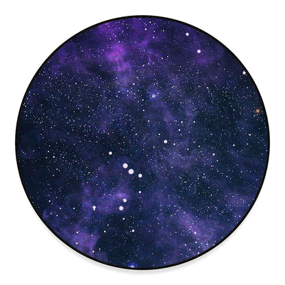 Dark Purple Galaxy Outer Space Print Round Floor Mat