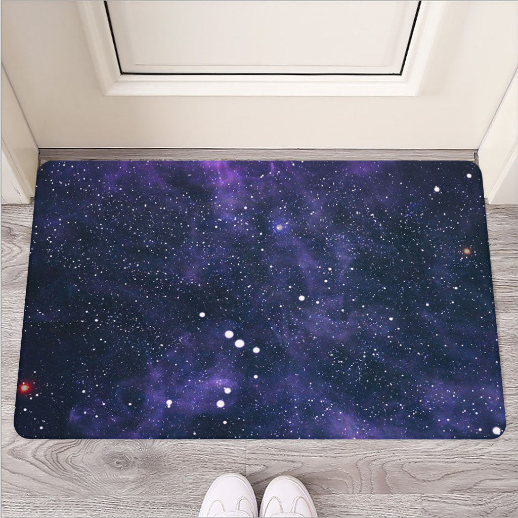 Dark Purple Galaxy Outer Space Print Rubber Doormat