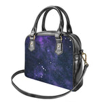 Dark Purple Galaxy Outer Space Print Shoulder Handbag