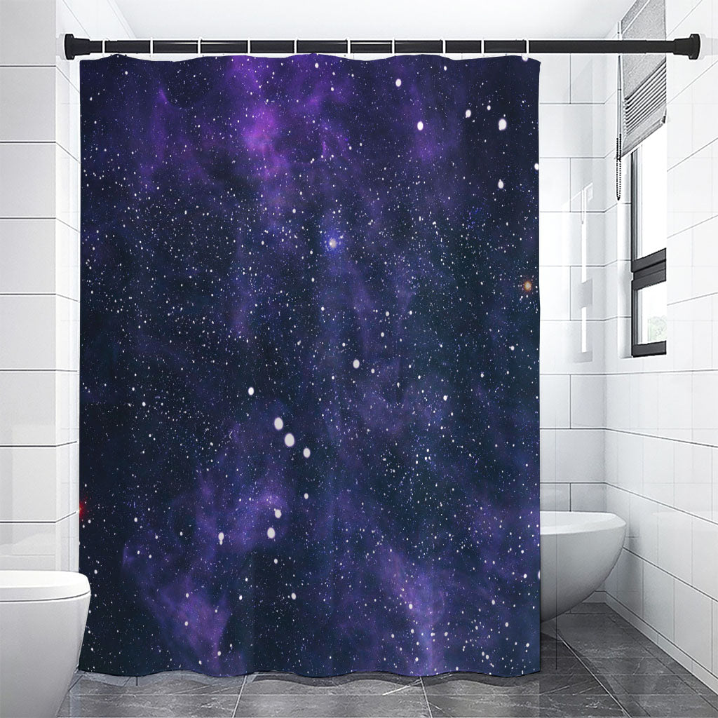 Dark Purple Galaxy Outer Space Print Shower Curtain