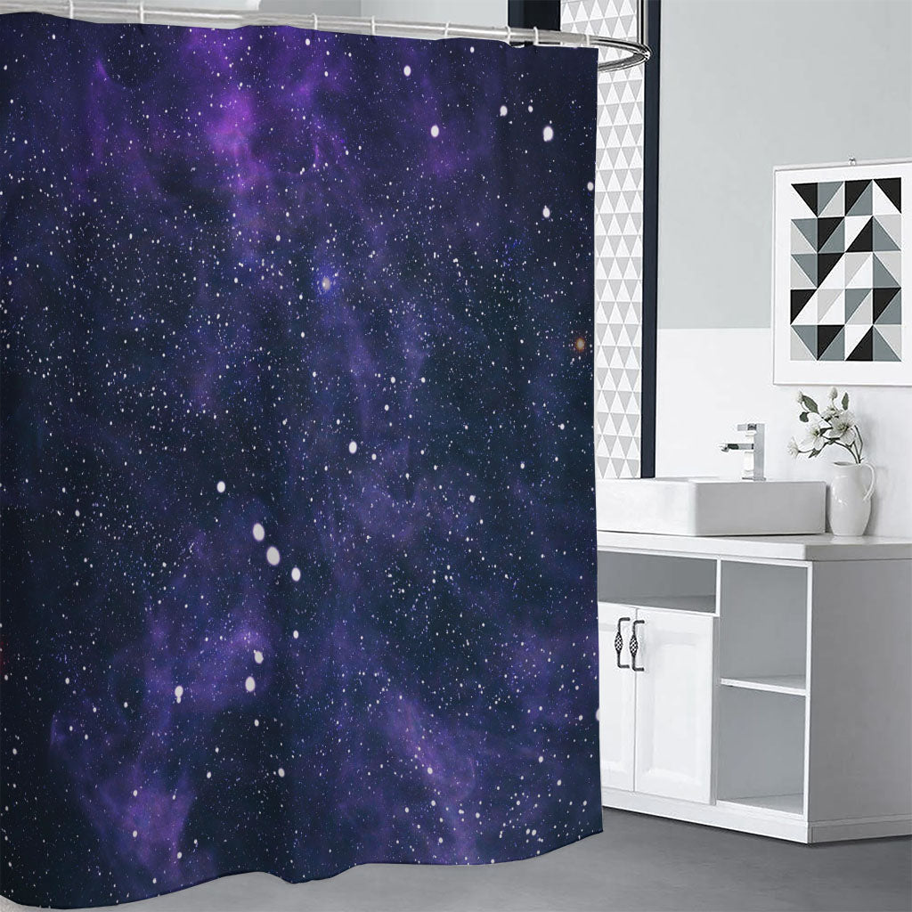 Dark Purple Galaxy Outer Space Print Shower Curtain