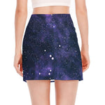 Dark Purple Galaxy Outer Space Print Side Slit Mini Skirt