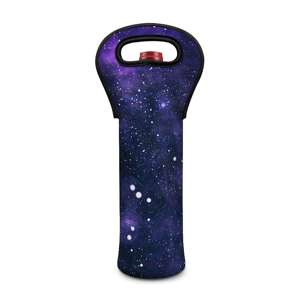 Dark Purple Galaxy Outer Space Print Single Neoprene Wine Tote