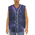 Dark Purple Galaxy Outer Space Print Sleeveless Baseball Jersey