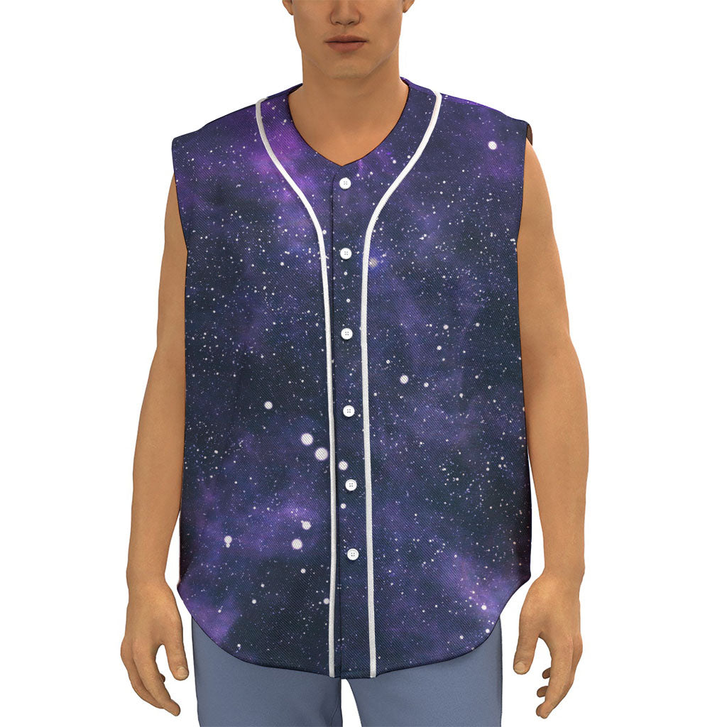 Dark Purple Galaxy Outer Space Print Sleeveless Baseball Jersey