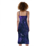Dark Purple Galaxy Outer Space Print Slim Fit Midi Cami Dress
