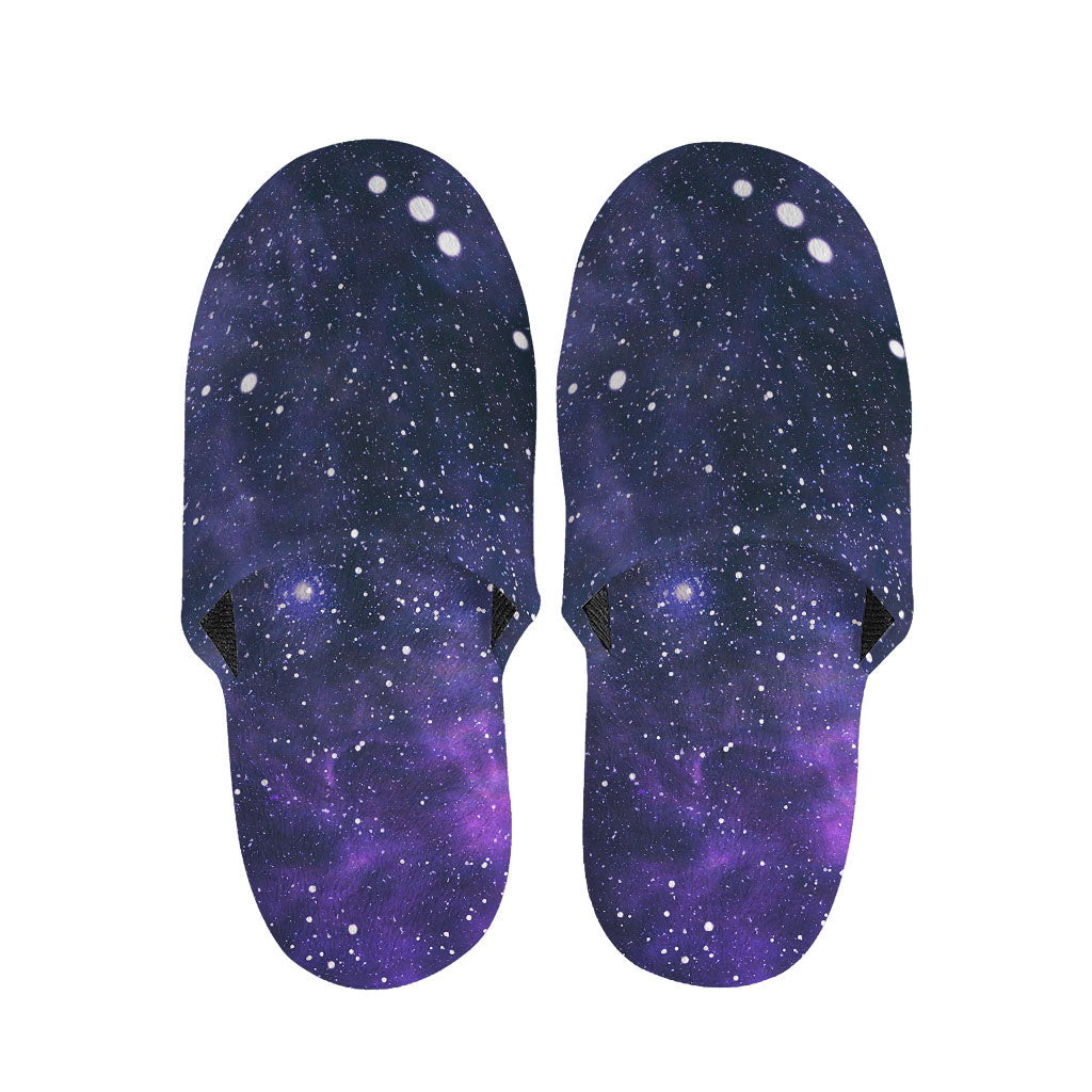 Dark Purple Galaxy Outer Space Print Slippers