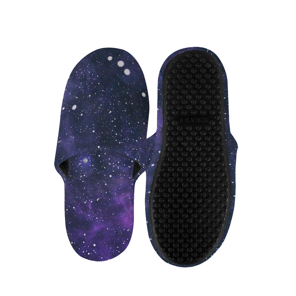 Dark Purple Galaxy Outer Space Print Slippers