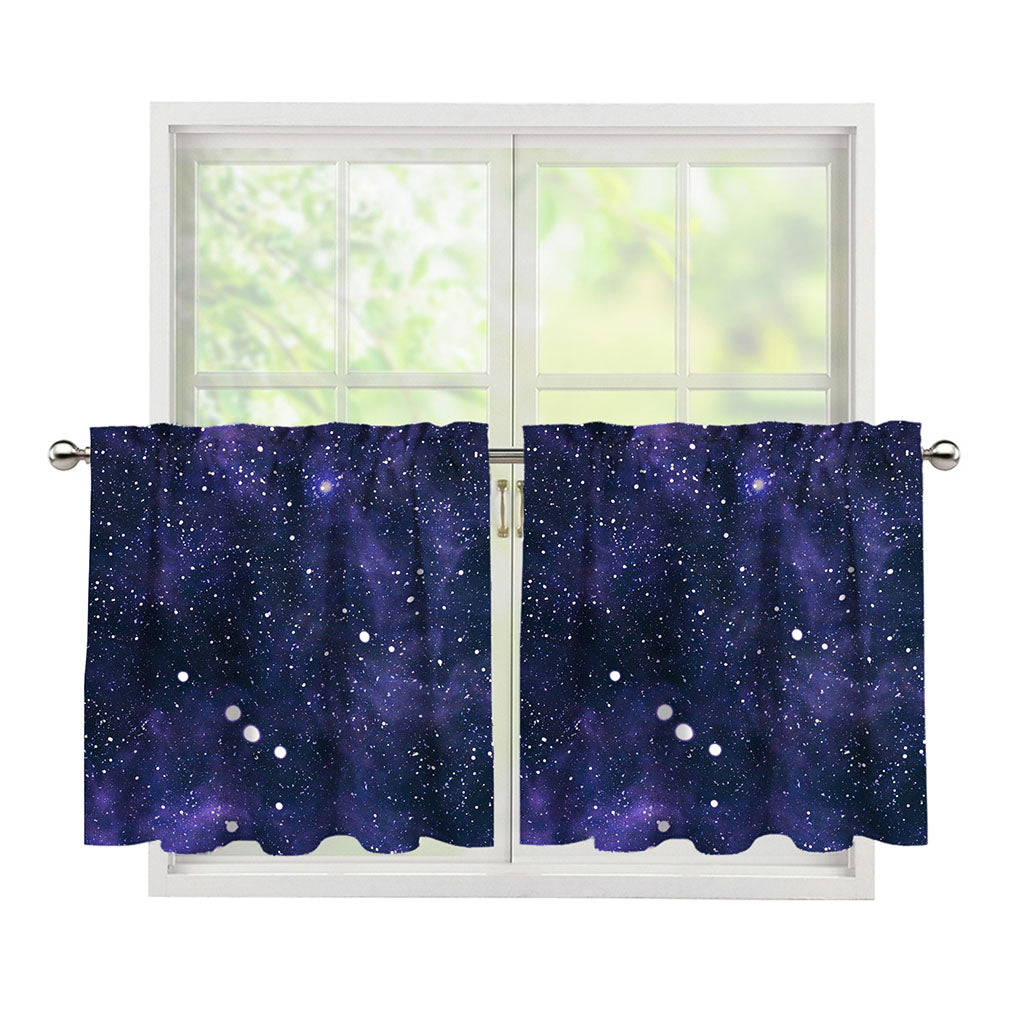 Dark Purple Galaxy Outer Space Print Tier Curtains