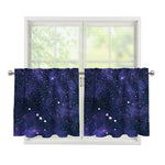 Dark Purple Galaxy Outer Space Print Tier Curtains