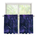 Dark Purple Galaxy Outer Space Print Tier Curtains