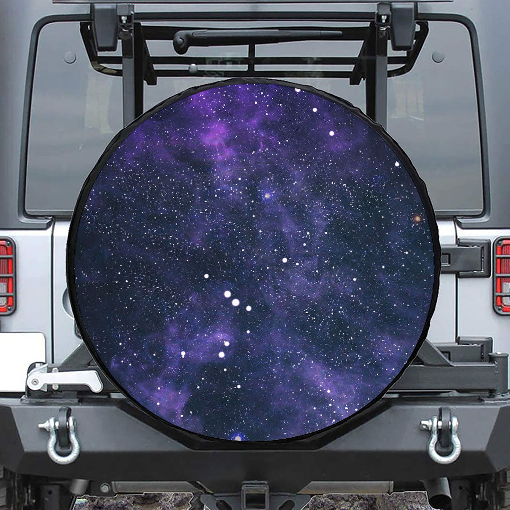 Dark Purple Galaxy Outer Space Print Tire Cover