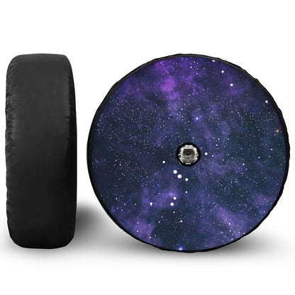 Dark Purple Galaxy Outer Space Print Tire Cover With Camera Hole