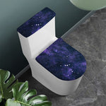 Dark Purple Galaxy Outer Space Print Toilet Lid And Tank Cover Set