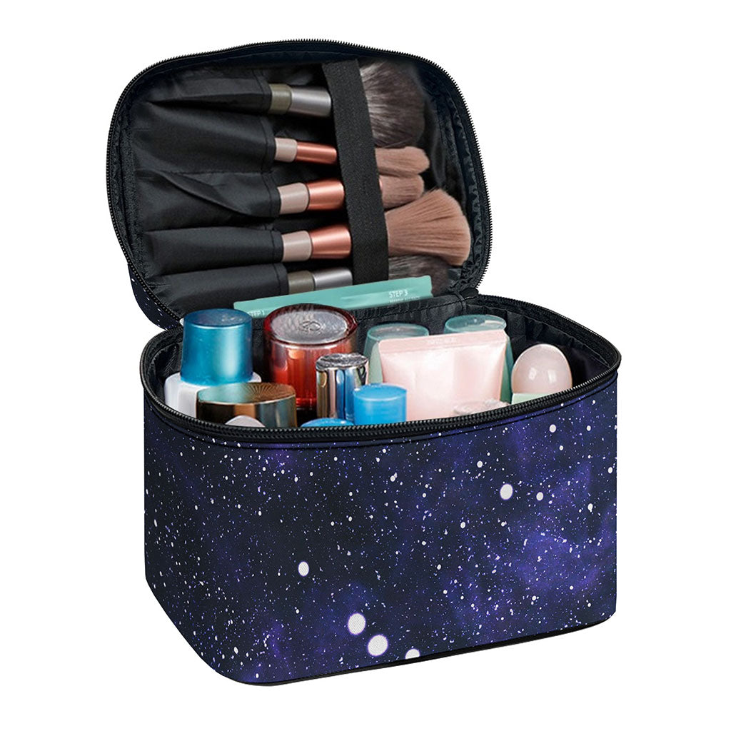 Dark Purple Galaxy Outer Space Print Travel Makeup Bag
