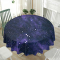 Dark Purple Galaxy Outer Space Print Waterproof Round Tablecloth