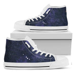 Dark Purple Galaxy Outer Space Print White High Top Sneakers