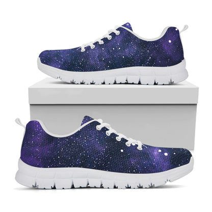 Dark Purple Galaxy Outer Space Print White Running Shoes