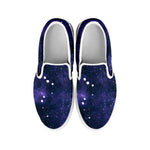 Dark Purple Galaxy Outer Space Print White Slip On Sneakers