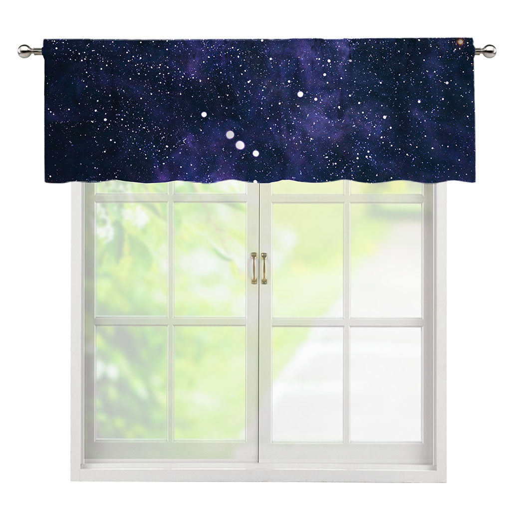 Dark Purple Galaxy Outer Space Print Window Valance