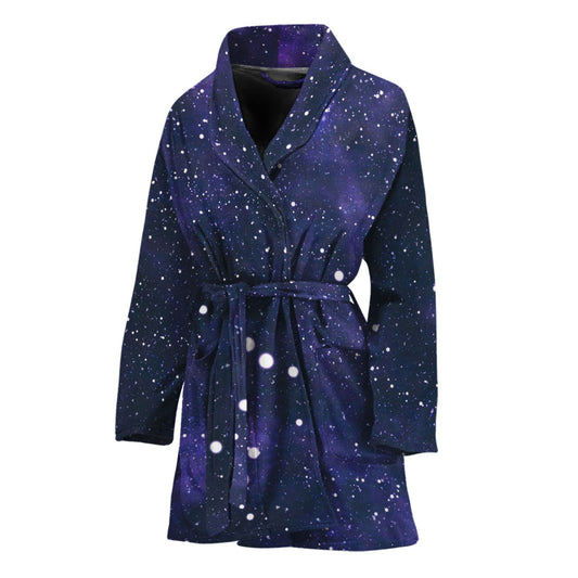 Dark Purple Galaxy Outer Space Print Women's Bathrobe