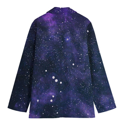 Dark Purple Galaxy Outer Space Print Women's Blazer