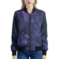 Dark Purple Galaxy Outer Space Print Women's Bomber Jacket