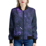 Dark Purple Galaxy Outer Space Print Women's Bomber Jacket