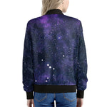 Dark Purple Galaxy Outer Space Print Women's Bomber Jacket