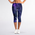 Dark Purple Galaxy Outer Space Print Women's Capri Leggings