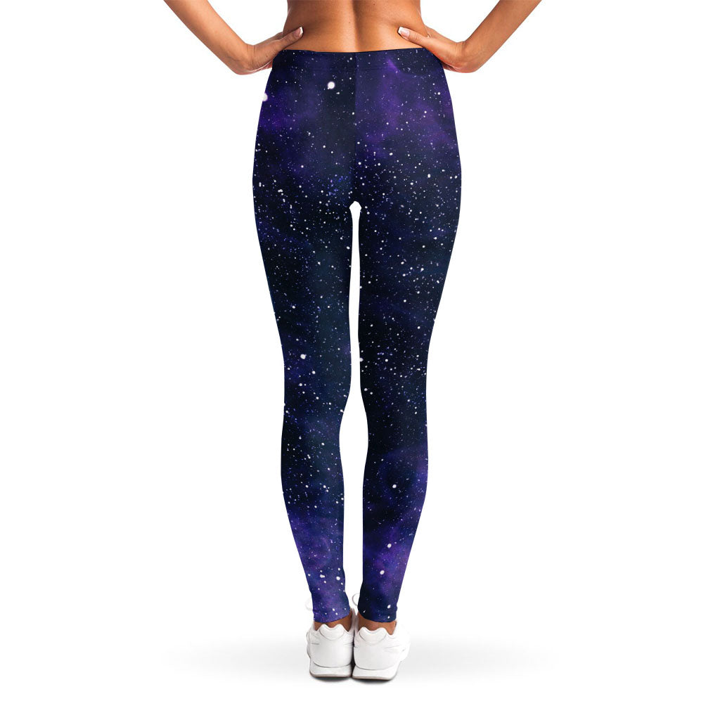 Dark Purple Galaxy Outer Space Print Women's Leggings