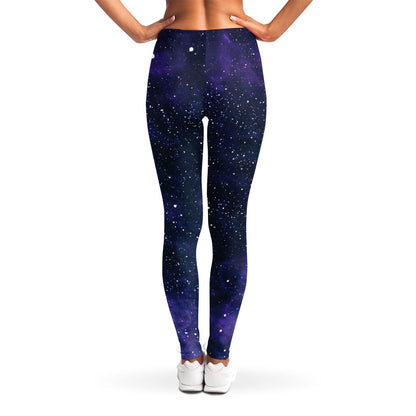 Dark Purple Galaxy Outer Space Print Women's Leggings