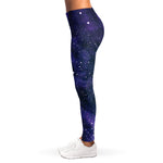 Dark Purple Galaxy Outer Space Print Women's Leggings